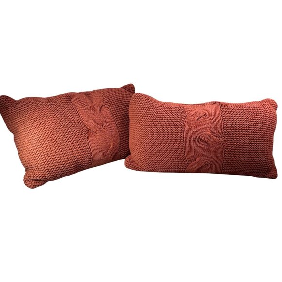 Celerie Kemble Chunky Cable Knit Throw Pillow 2 Rectangular Cozy Home Decor - Picture 1 of 16